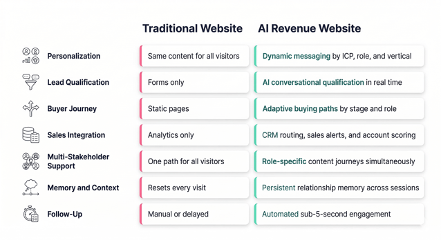 Traditional Website vs AI-Powered Revenue Website Comparison